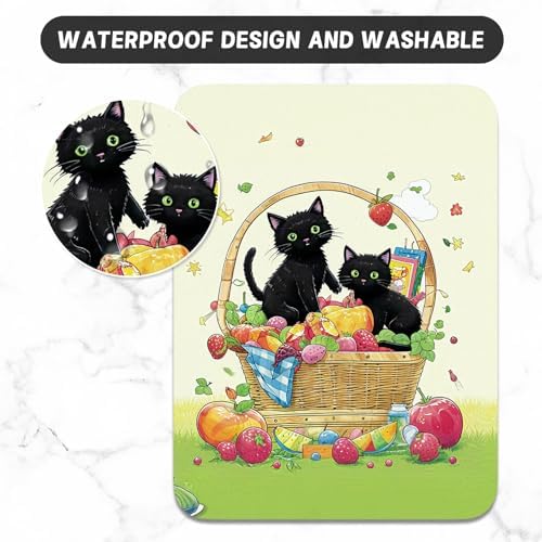 Small Mouse Pad, Mini Mouse Pad 6 x 8 Inch, Thick Rubber Waterproof Mouse Mat, Cute Mousepad for Women Men Wireless Mouse Laptops Home Office, Fruit Cat