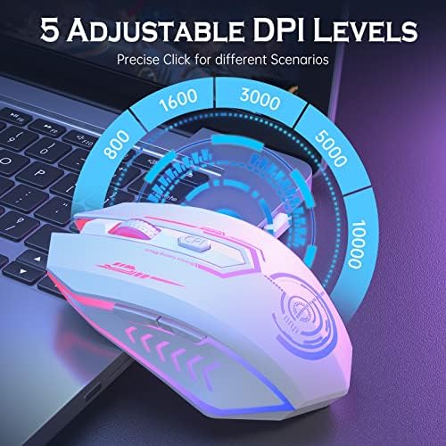 UHURU Wireless Gaming Mouse, Rechargeable 10000 DPI LED PC Mouse