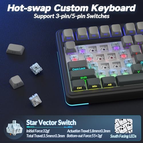 AULA S75 PRO Wireless Mechanical Gaming Keyboard with Screen&Knob, 80 Keys
