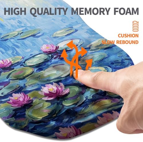 Ergonomic Slope Mouse Pad Wrist Support, Wrist Rest Mousepad for Carpal Tunnel Pain Relief with Massage Bulge and Slow Rebound Memory Foam (12x8 inch, Lotus Pond)