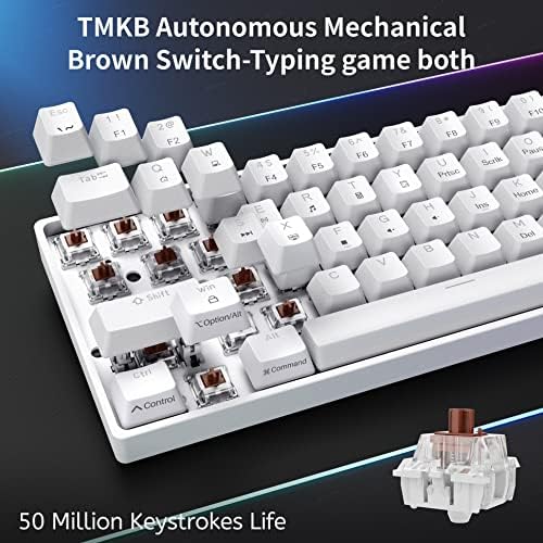DIERYA 60% Mechanical Keyboard, DK61se Wired Gaming Keyboard with Brown Switches, LED Backlit Ultra-Compact 61 Keys Mini Office Keyboard for Windows Laptop PC Gamer Typist（White）