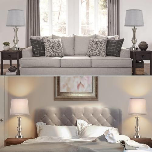 Touch Table Lamps Set of 2, 22" Tall Bedside Lamps, Nightstand Lamps