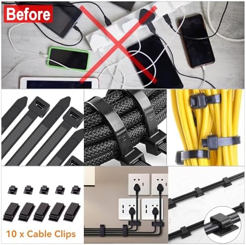 128PCS Cable Management Box 3Pack Cable Management Kit for Power Strip to Hide Wires,Cord Hider Boxes,Cord Box Safe ABS Material Wire Organizer of Cable Clips Sleeve for Home & Office, White