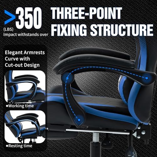Gaming Chair with Footrest, Computer Chair with Adjustable Headrest