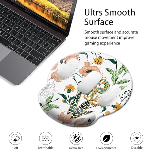 Mouse Pad Wrist Support,Ergonomic Mouse Pad with Wrist Rest,Comfortable Mousepad with Smooth Wrist Rest,Pain Relief Mouse Pads for Non-Slip Base,Computer,Laptop,Office & Home(Creamy White)