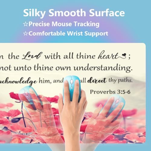 Trust in The Lord with All Thine Heart Large Mouse Pad, Pink Lotus Desk Mat
