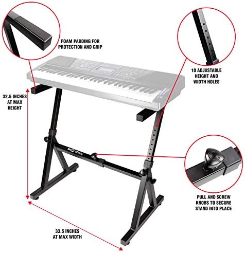 RockJam RJZZ363 Z Style Keyboard Stand, Heavy Duty & Height Adjustable