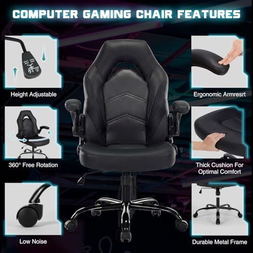 DUMOS Computer Gaming Chair, Home Office Desk Chair, PU Leather