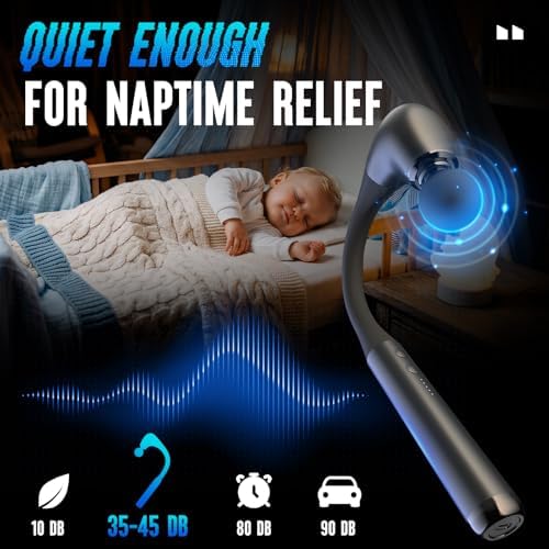 FVZ Grey Percussion Massage Gun with Upgraded Extension Handle, 10MM Massage Gun Deep Tissue, Back Massager, Muscles/Neck/Shoulders/Waist/Legs Massager Portable for Pain Relief