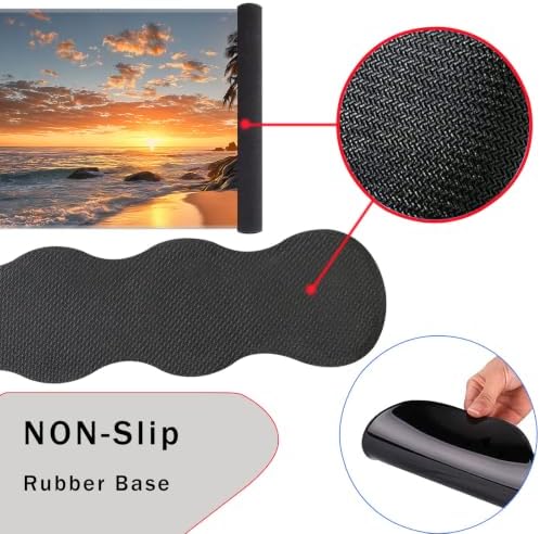 Mouse Pad,Large Pink Desk Mat, 4in1 XXL Mousepad + Keyboard Wrist Rest+Mouse Wrist Rest+Coaster Set with Ergonomic Desk Pad for Home Office Table Computer-Sunset Beach