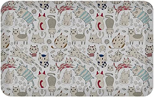GelPro Designer Cushioned Anti-Fatigue Floor Mat, Padded Stain-Resistant, Waterproof, Non-Slip Comfort Padded Desk/Office Mat, 20 x 32, Happy Catz Persian Grey