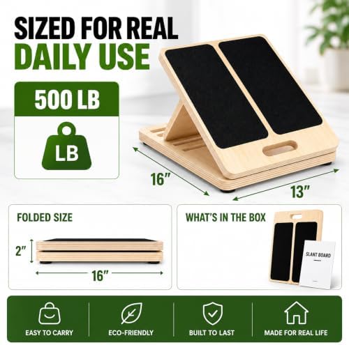 13" Wide Portable Slant Board for Calf Stretching, Calf Stretch Board