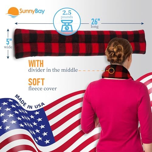 SunnyBay Microwavable Heating Pad, Neck and Shoulder Wrap, 26 inch, Buffalo