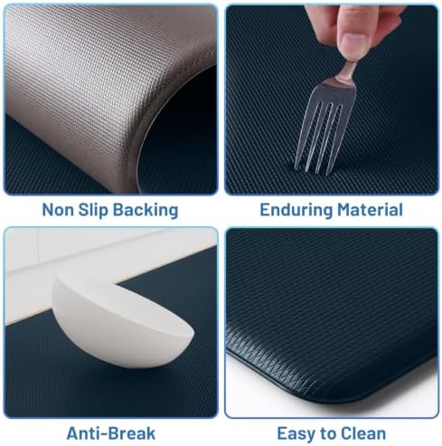 StepLively Kitchen Mat for Floor 2 PCS, Anti Fatigue Rugs, Dark Charcoal