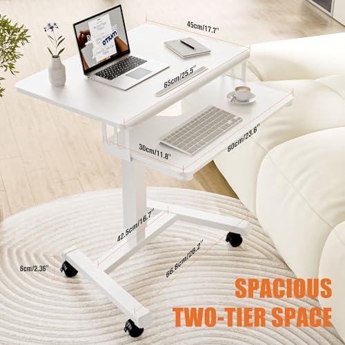 ERGOMAKER Mobile Standing Desk with Keyboard Tray, Mobile Podium, Lockable