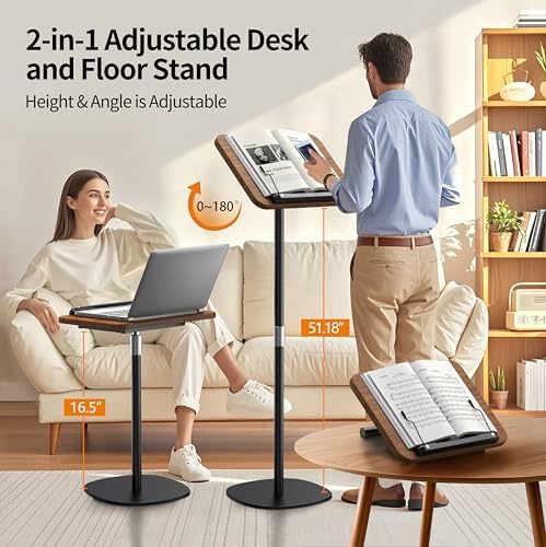 2-in-1 Floor Music Stand & Desktop Book Stand, 16.5"–51" Height Adjustable