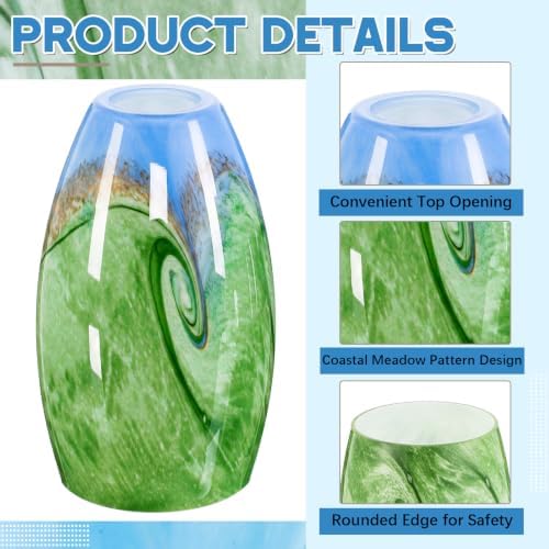 Teenyyou 1 Set Oval Glass Lamp Shade Replacement, Forest Tide