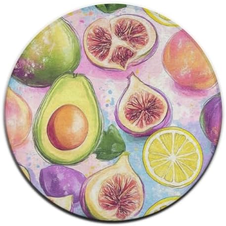 Large Round Area Rug Home Decor Modern Bathroom Rug Kitchen Office Circle Rug for Living Room Sofa Circle Cute Mat Different Fruits Summer Ornament Art, 24inch