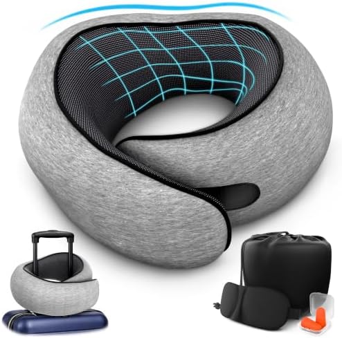 Travel Neck Pillows for Airplanes, 4-in-1 Set, 360° G-Shape