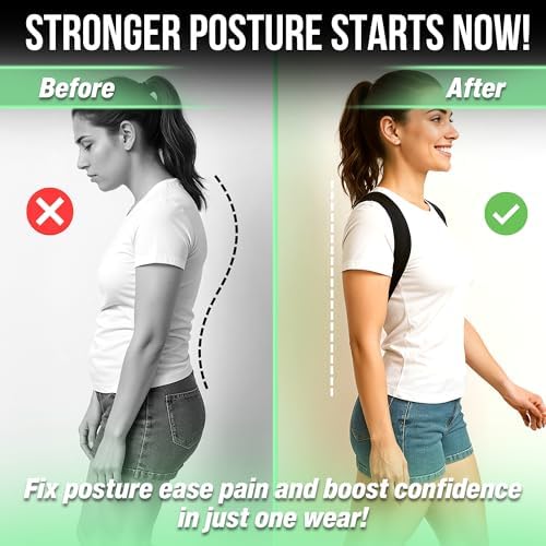 Posture Corrector for Women and Men – Adjustable Back Brace Posture Corrector & Upper Back Support – Back Straightener Posture Brace for Shoulder, Neck & Back Pain Relief – Comfortable Back Posture Corrector