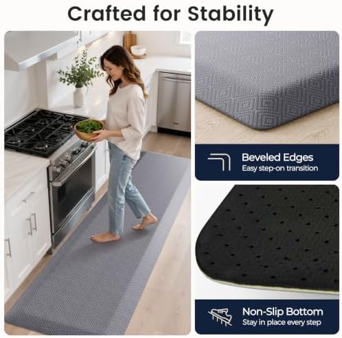 1" Extra Thick Anti Fatigue Kitchen Mats for Floor Standing Desk Mat, Grey
