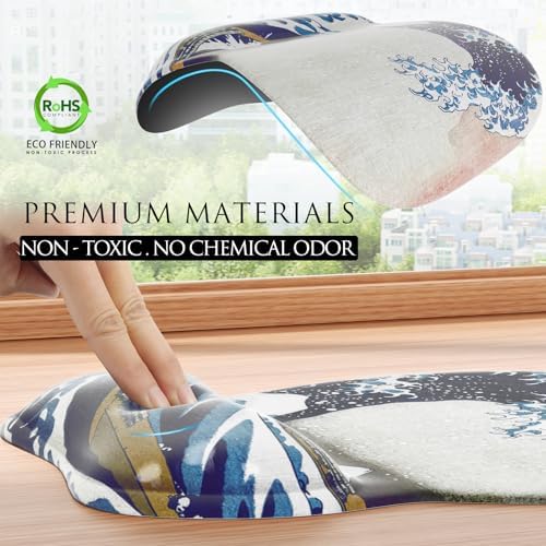 MROCO Ergonomic Mouse Pad with Gel Wrist Rest, 9.4 x 8.1 in, Great Wave