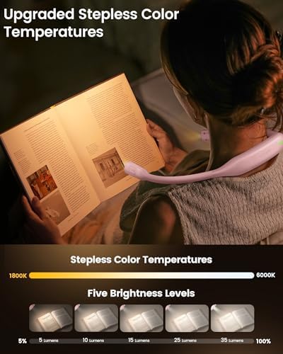 Glocusent Neck Book Light, Rechargeable Neck Lights for Crafts Reading