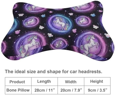 2 Pcs Comfortable Car Neck Pillow Cute Unicorns Memory Foam Headrest Cushion for Car Airplane Office Sleeping