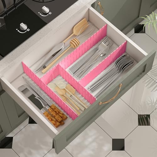 Adjustable Drawer Dividers, Cut to Fit Plastic Organizer Strips, 8-Pack