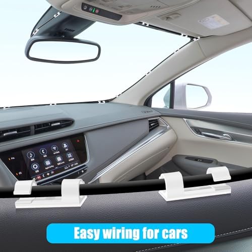 XHF 50pcs Medium Self Adhesive Cable Clips White,Wire Clips Cable Management Wire Organizer Cord Holder for Under Desk, Car, Wall, TV PC Ethernet Cable