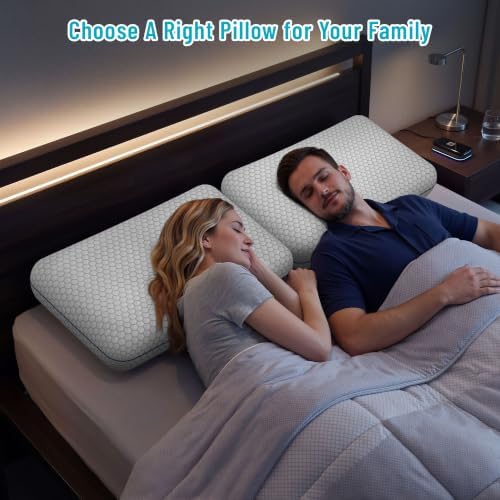 CushyOasis Memory Foam Bed Pillows for Sleeping, Set of 2, Standard Size