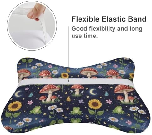 Car Neck Support Pillow Moon Mushrooms 2 Pcs Adjustable Strap Memory Foam for Car Airplane Home