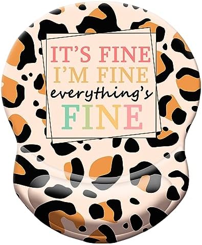 Ergonomic Wrist Support Mouse Pad - Comfortable Computer Mouse Pad with Non-Slip PU Base for Home Office Working Gaming (Everything's Fine)