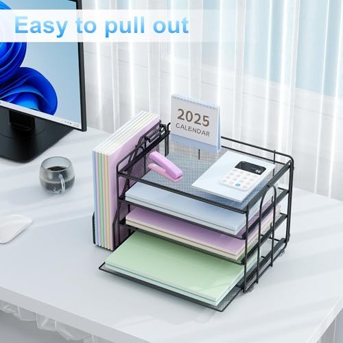 Spacrea 4-Tier Paper Organizer for Desk with File Organizer