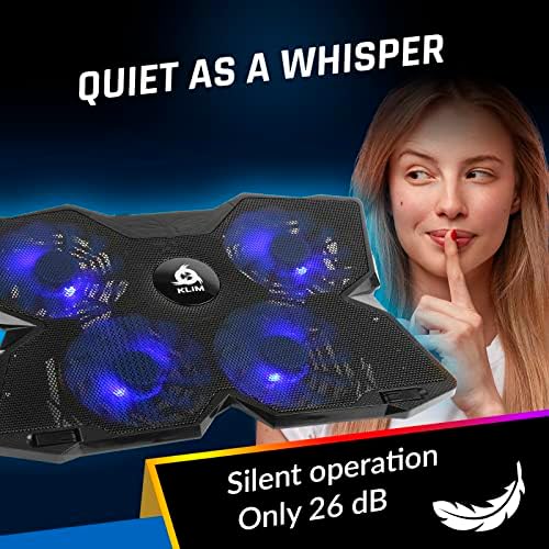 KLIM Wind Laptop Cooling Pad - More Than 500 000 Units Sold - New Version - The Most Powerful Rapid Action Cooling Fan - Laptop Stand with 4 Cooling Fans at 1200 RPM - USB Fan - PS5 PS4 - RGB