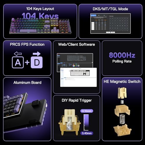 Redragon K556 104-Key Wired RGB Hall-Effect Rapid Trigger Gaming Keyboard