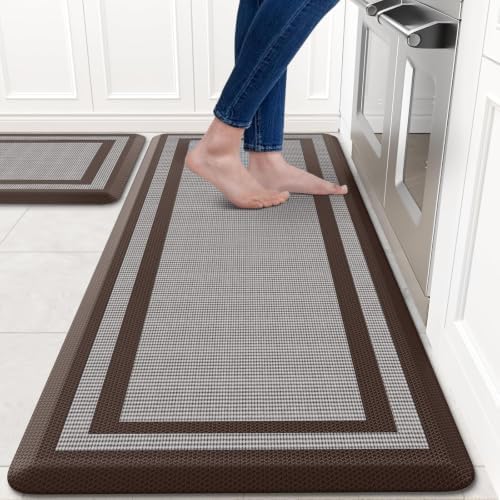 2PCS Kitchen Rugs Cushioned Anti-Fatigue Kitchen Mats Comfort Standing Mat