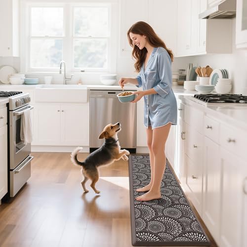 Mattitude Kitchen Mat, 17.3x60in Heavy Duty Ergonomic Comfort Foam Standing Desk Mat, Waterproof Non-Slip Standing Mats and Rugs for Kitchen, Office, Laundry, Chocolate