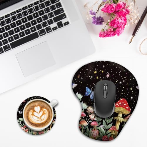 iRudyard 2Pcs Rubber Coasters Absorbent Mouse Pad Wrist Support Pu Reusable