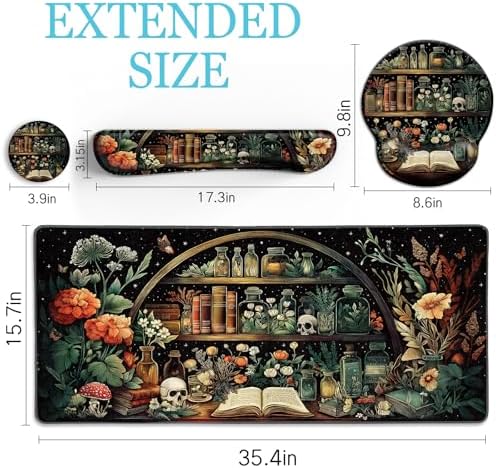 LIMKRIAN Goth Skull Mouse Pad Set Large Desk Mat for Desktop Decor
