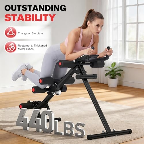 DERACY Ab Workout Machine Adjustable Ab Trainer Abdominal Trainer for Home Gym Foldable Ab Crunch Machine for Core 440 LBS