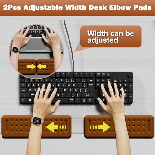 Leolee L-Shaped Desk Elbow Pads for Desk, Brown Arm Rest for Desk
