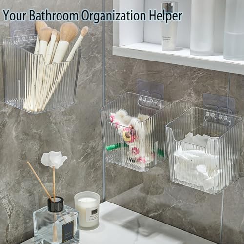 Lae Nuvole Clear Adhesive Wall Organizer Bins, Cabinet Door Storage, 4 Pack