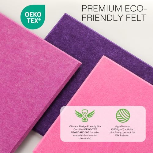MaxGear Felt Bulletin Board 36" x 24", Rose Pink Felt Wall Tiles Push Pins