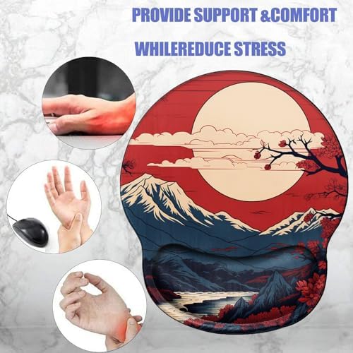 Mountain Mouse Pad with Wrist Support Setting Sun Mousepad Wrist Rest Gel Mouse Mat Sunset Cushion Mouse Pads for Computer Office Work Women Men Kids