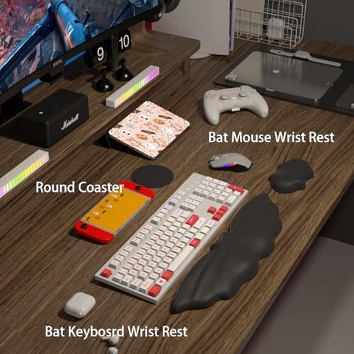 Goth Keyboard Wrist Rest - Soft Leather Halloween Bat Wrist Pad