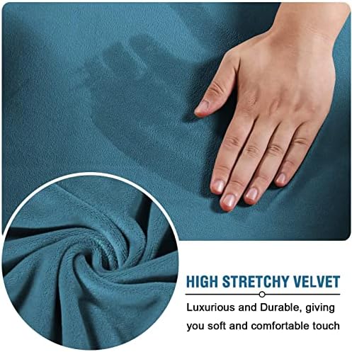 Velvet Plush Office Desk Chair Cover, Peacock Blue, XL