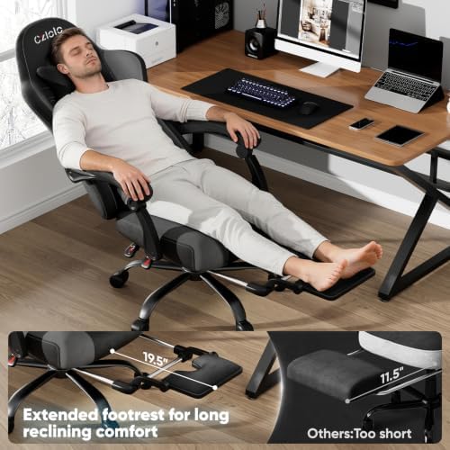 Czlolo Fabric Big and Tall Gaming Chair with Extended Footrest