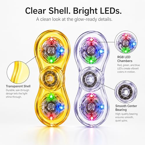 LED Fidget Spinner 2 Pack, Light Up Sensory Fidget Toys for Kids