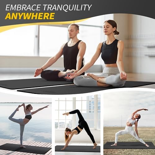 CAMBIVO Yoga Mat for Women Men Kids, 1/3 & 1/4 & 2/5 Inch Extra Thick Yoga Mat Non Slip, 72" x 24" TPE Yoga Mats, Workout Mat with Carrying Strap for Yoga, Pilates and Floor Exercises